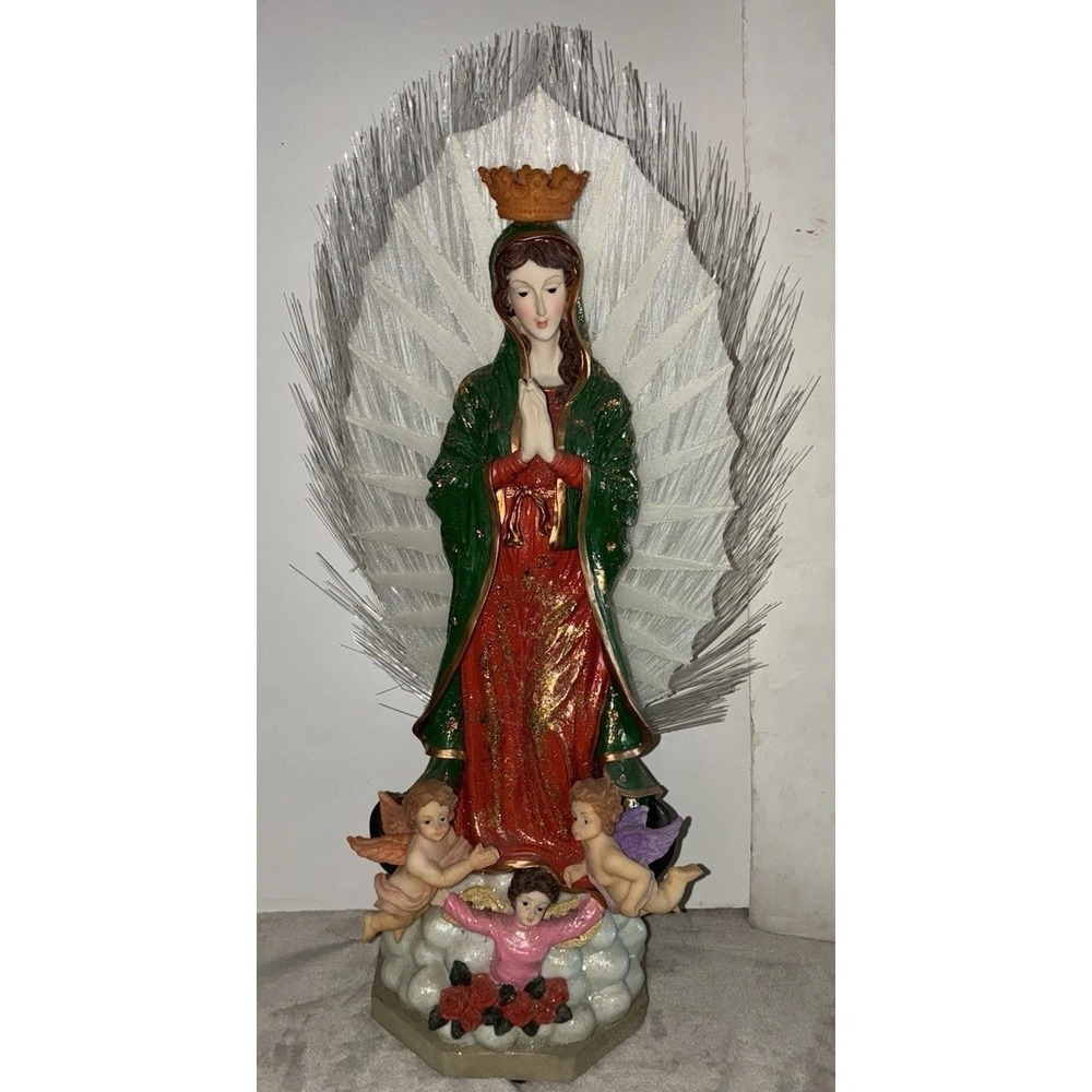 Vintage Our Lady Of Guadalupe Resin Statue 18" Virgen De Guadalupe *No Light